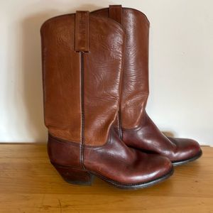 These cowgirls Boots are hand made. Real leather and wood